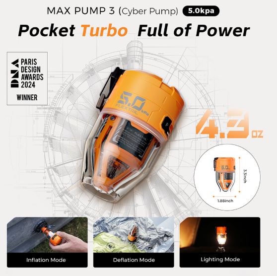 Olight Max Pump 3 Portable Air Pump 5 Kpa with Camping Light - Image 3
